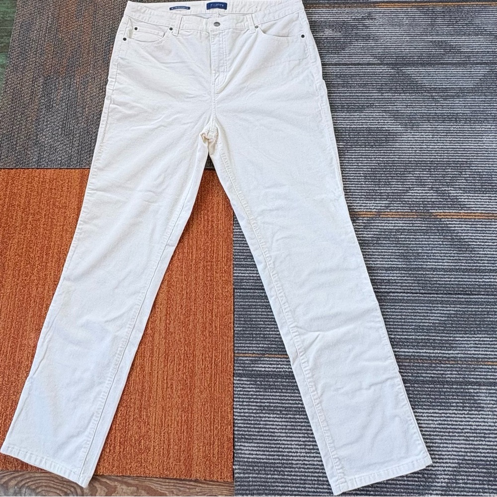 Talbots plus size Corduroy White High-Rise Straight-Leg Pants Size 16